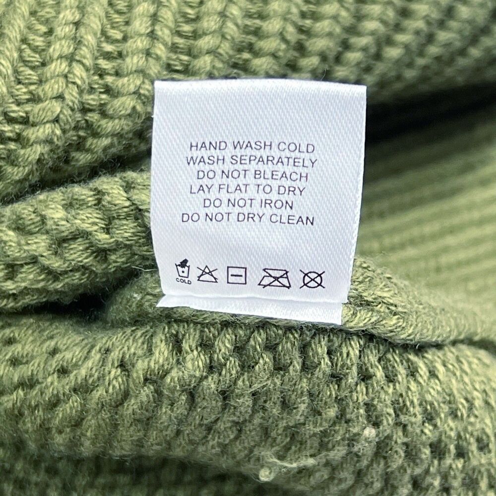 L’Academie Olive Green Mock Neck Wool Blend Chunky Knit Tunic Sweater Women XS - Picture 9 of 10